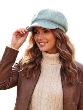American Eagle Y2K Teal Tweed Newsboy Cap size S/M Perfect for all Season